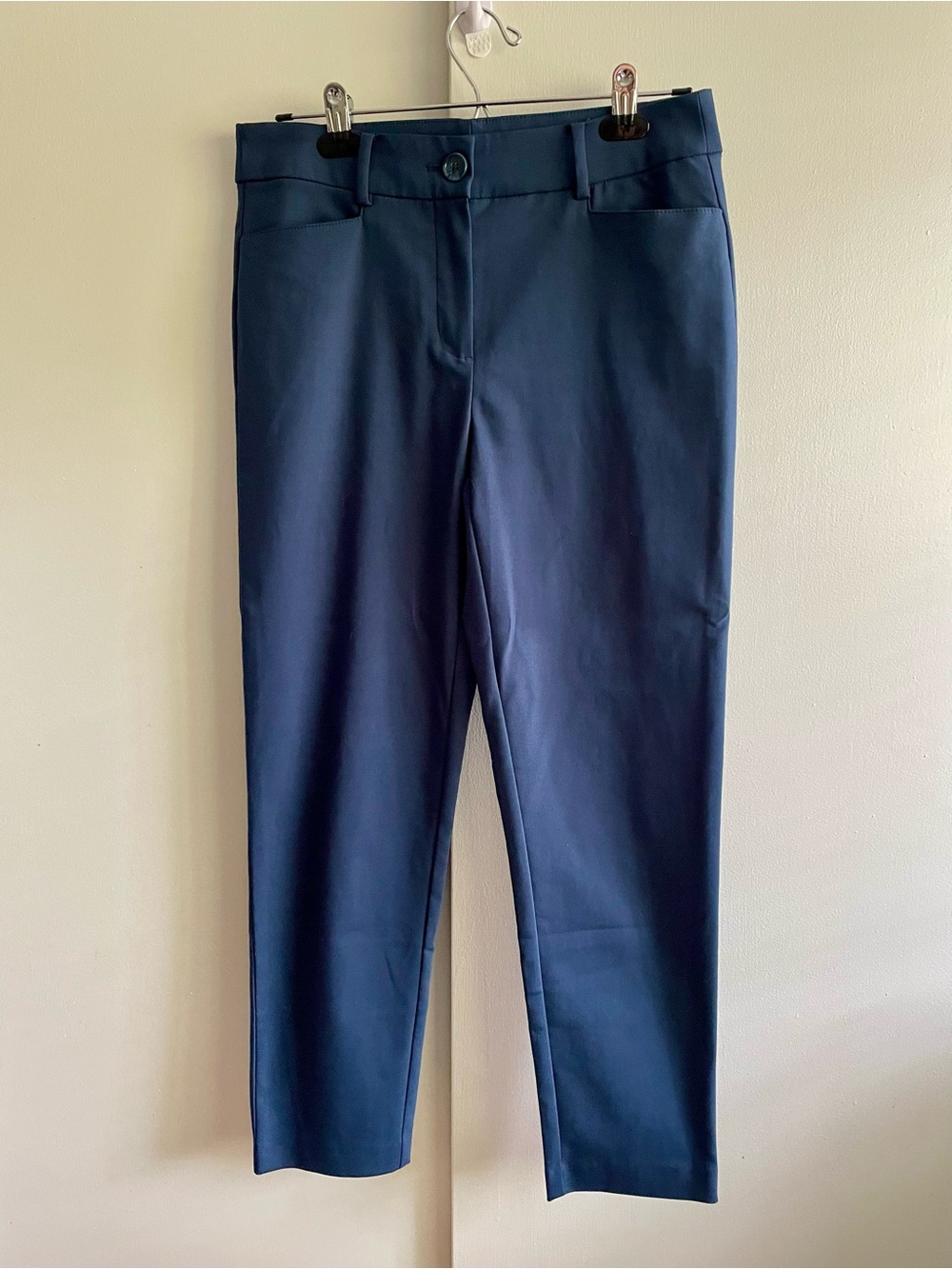 Up! Pants Navy Blue Ankle Dress Pants Stretch Size 4 Office Casual